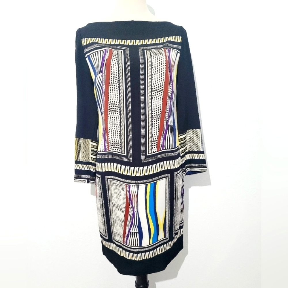 Diane von Furstenberg Silk Blend Shift Dress Women’s Size 6 Geometric Print - Picture 2 of 14